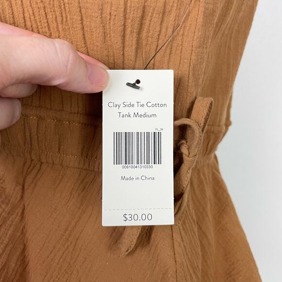 Grade & Gather | NWT Magnolia Brown Crepe Side Tie Cinched Peplum Tank - Picture 7 of 9